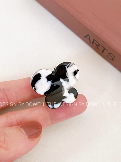 Black and white grain 2.8cm Cellulose Acetate Trend Bowknot Alloy Jaw Hair Claw