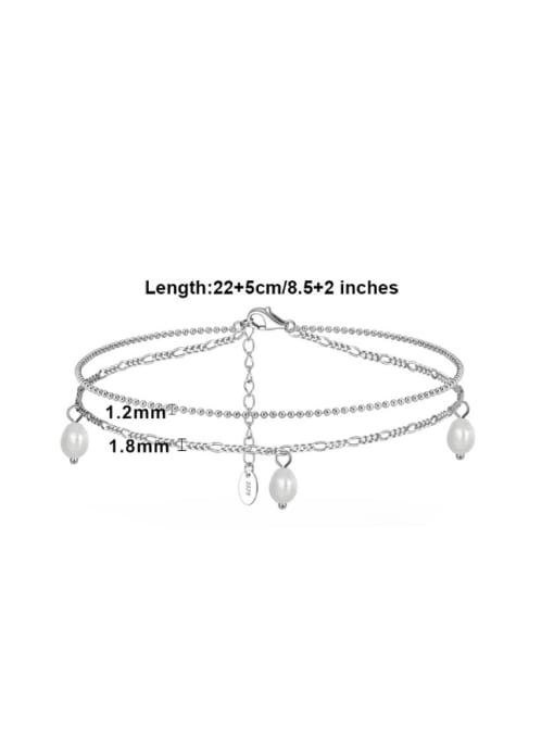 RINNTIN 925 Sterling Silver Freshwater Pearl Geometric Minimalist  Anklet 2