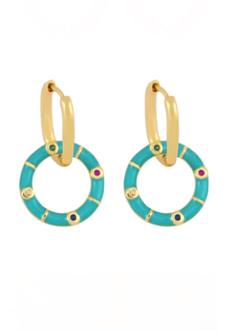 turquoise Brass Enamel Geometric Minimalist Drop Earring