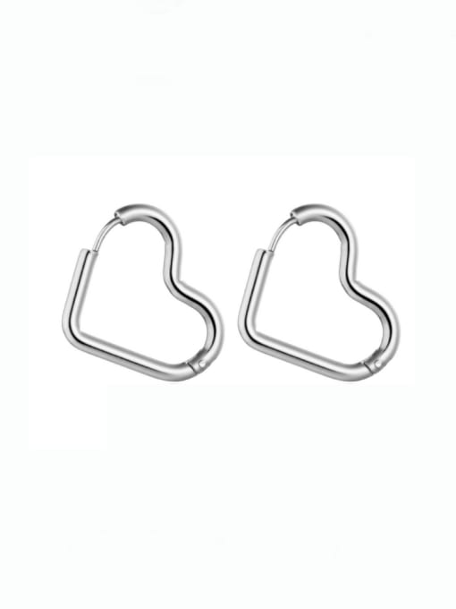 Steel color pair Stainless steel Heart Minimalist Huggie Earring