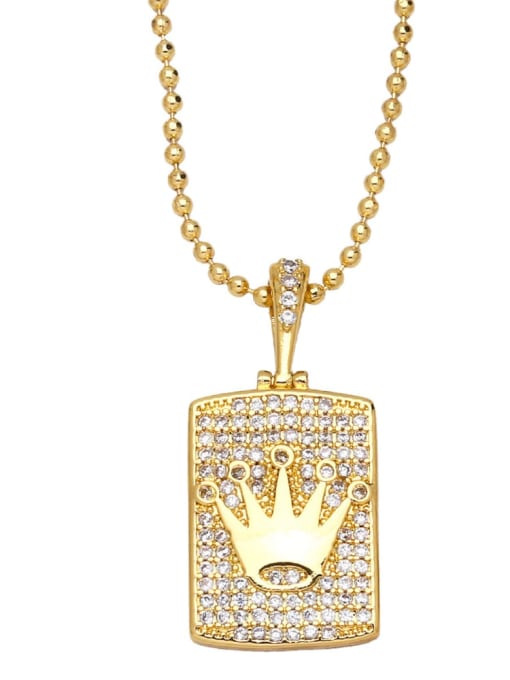 CC Brass Cubic Zirconia Crown Vintage Heart Pendant Necklace 1