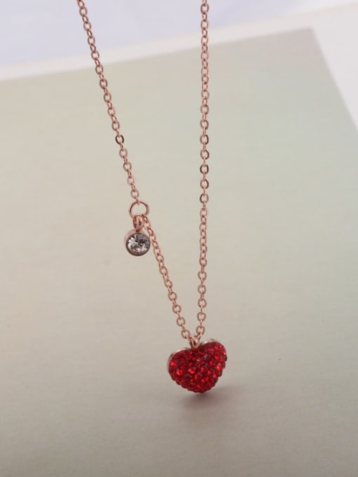 A TEEM Titanium Rhinestone Heart Minimalist Necklace