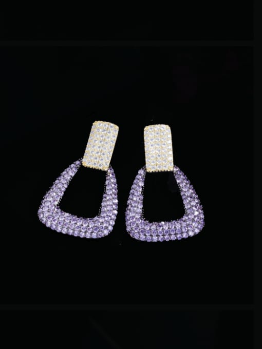 L.WIN Brass Cubic Zirconia Geometric Luxury Cluster Earring