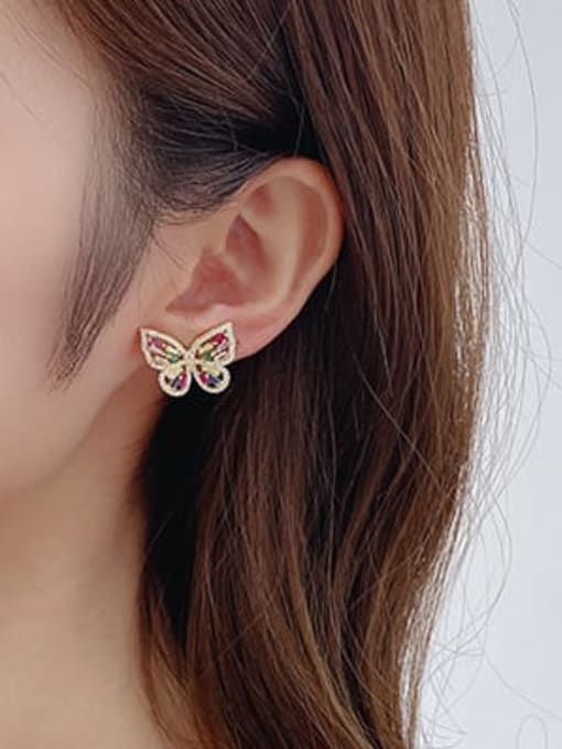 Luxu Brass Cubic Zirconia Butterfly Trend Threader Earring 1