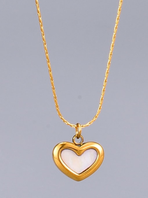 A TEEM Titanium Shell Heart Minimalist  pendant Necklace