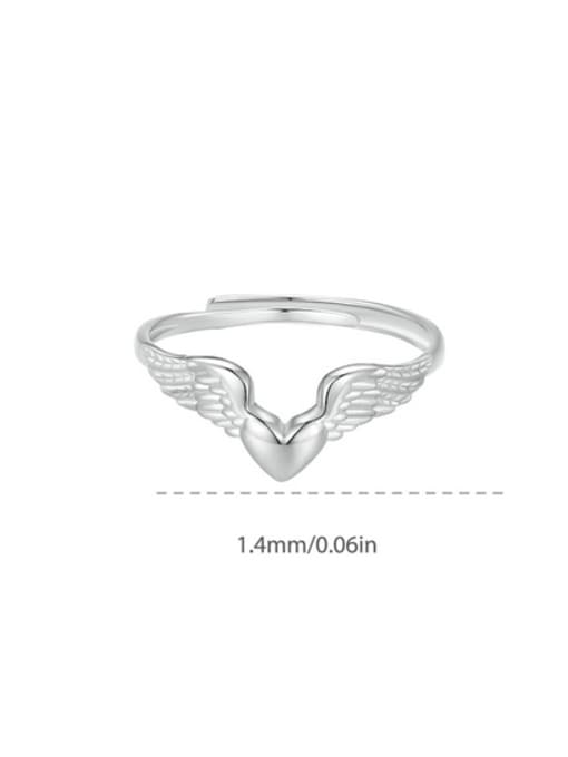BSR496 E 925 Sterling Silver Cubic Zirconia Heart Minimalist Band Ring