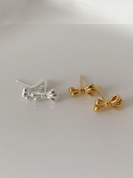 Boomer Cat 925 Sterling Silver Bowknot Vintage Stud Earring