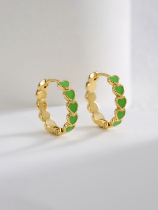 Gold heart-shaped oil drip earrings Brass Enamel Heart Minimalist Huggie Earring