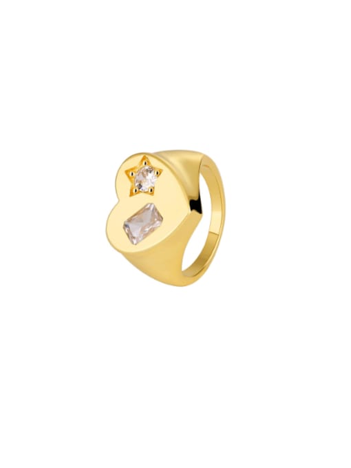 CHARME Brass Cubic Zirconia Heart Minimalist Band Ring 0