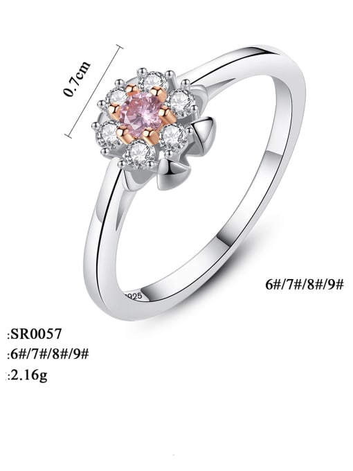 CCUI 925 Sterling Silver Cubic Zirconia Multi Color Flower Minimalist Band Ring 2