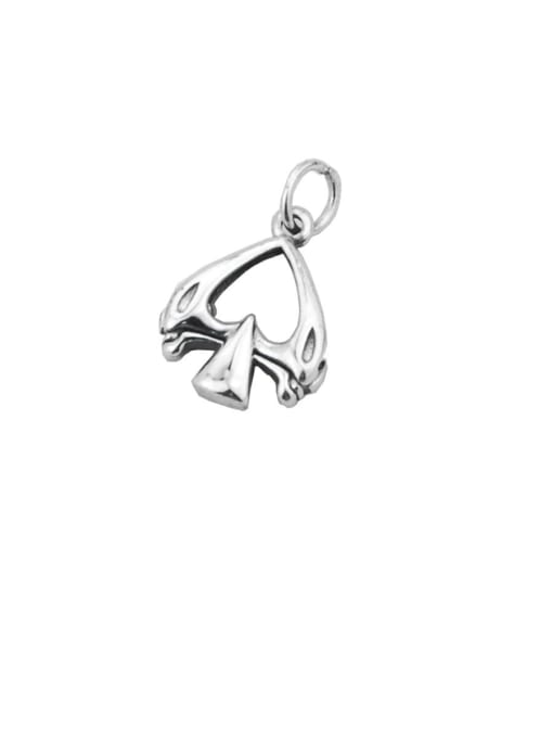 SHUI Vintage Sterling Silver With Simple Hollow Heart  Pendant Diy Accessories 0
