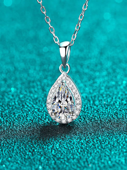 1 carat of Mosonite 925 Sterling Silver Moissanite Water Drop Dainty Necklace