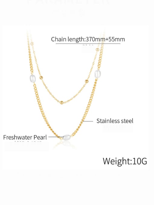 Open Sky Titanium Steel Freshwater Pearl Tassel Minimalist Multi Strand Necklace 3