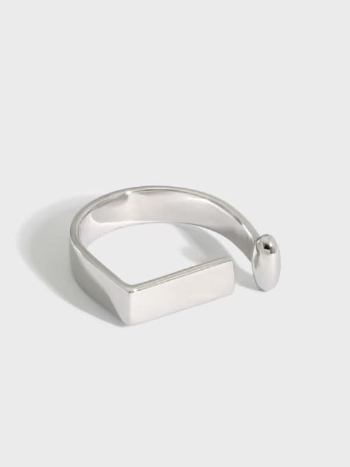 DAKA 925 Sterling Silver Smooth Geometric rectangle Minimalist Band Ring 4