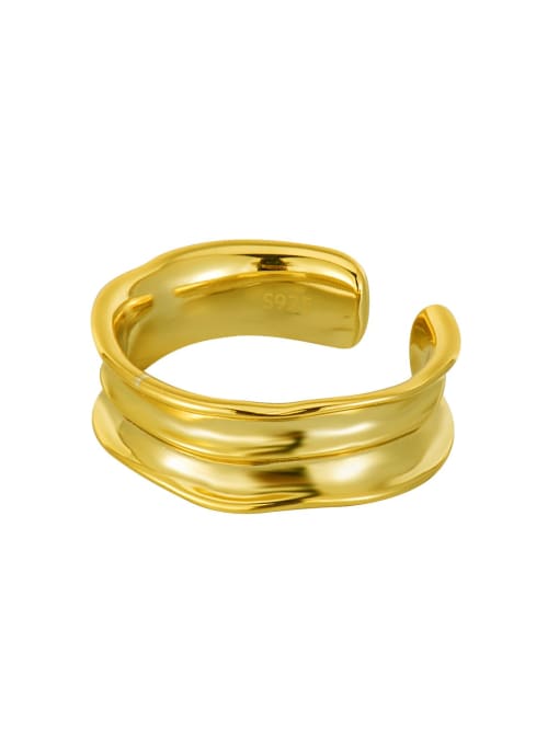 Gold irregular three 925 Sterling Silver Geometric Minimalist Band Ring