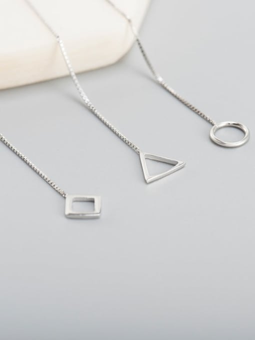 Platinum plating 925 Sterling Silver Tassel Minimalist Geometric Threader Earring