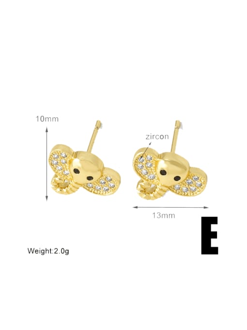 E Brass Cubic Zirconia Flower Trend Stud Earring