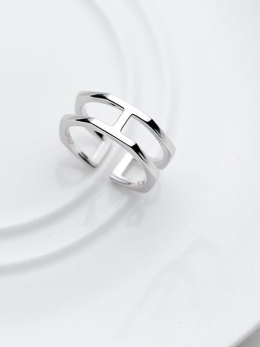 Rosh 925 Sterling Silver Minimalist  Double Layer Free Size Ring 0