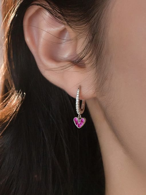 Rosh 925 Sterling Silver Cubic Zirconia Heart Dainty Huggie Earring 1