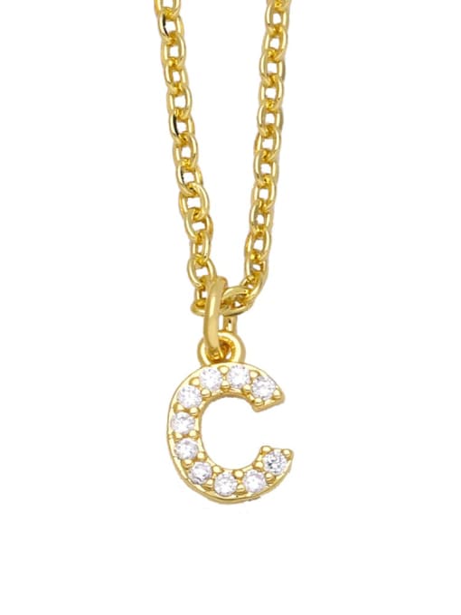 C Brass Cubic Zirconia Letter Vintage Necklace