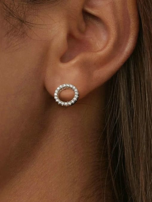 Jare 925 Sterling Silver Moissanite Geometric Minimalist Stud Earring 1