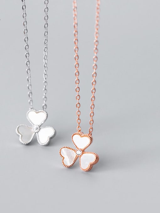 Rosh 925 Sterling Silver Shell Flower Minimalist Necklace 0