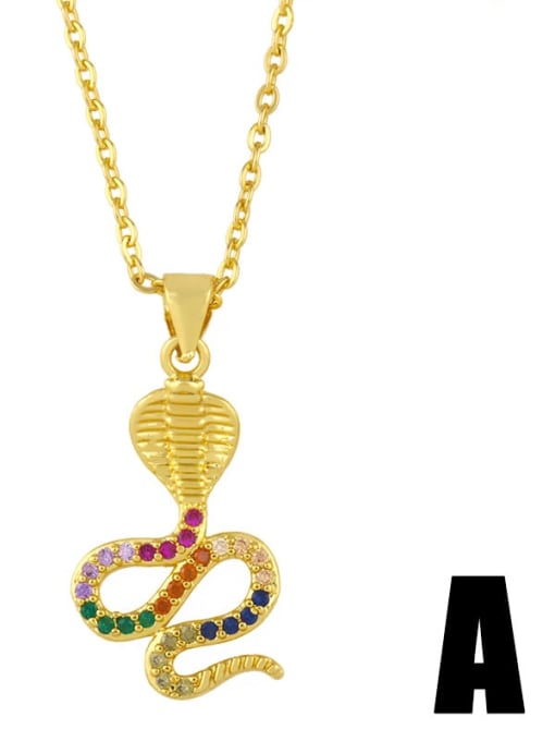 A Brass Cubic Zirconia Snake Ethnic Necklace