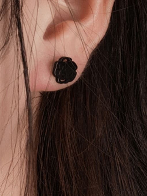 BSL Titanium Steel Flower Minimalist Single Earring(Single-Only One) 1