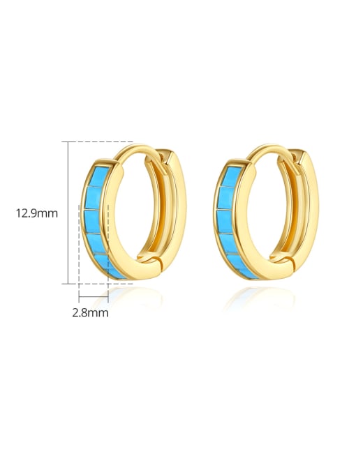 BLING SU Brass Turquoise Geometric Minimalist Huggie Earring 4
