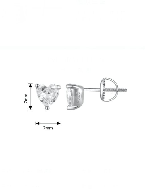 Jare 925 Sterling Silver Cubic Zirconia Heart Minimalist Stud Earring 2