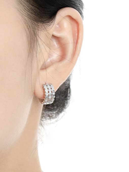 DAKA 925 Sterling Silver Geometric Vintage Huggie Earring 1