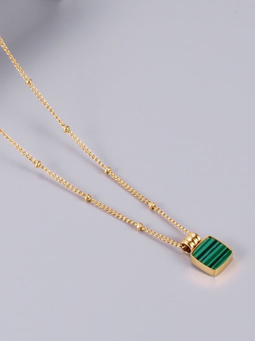 A TEEM Titanium Malchite Green Square Minimalist Choker Necklace 1