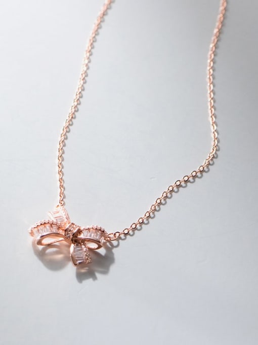 Rose Gold 925 Sterling Silver Cubic Zirconia Butterfly Dainty Necklace