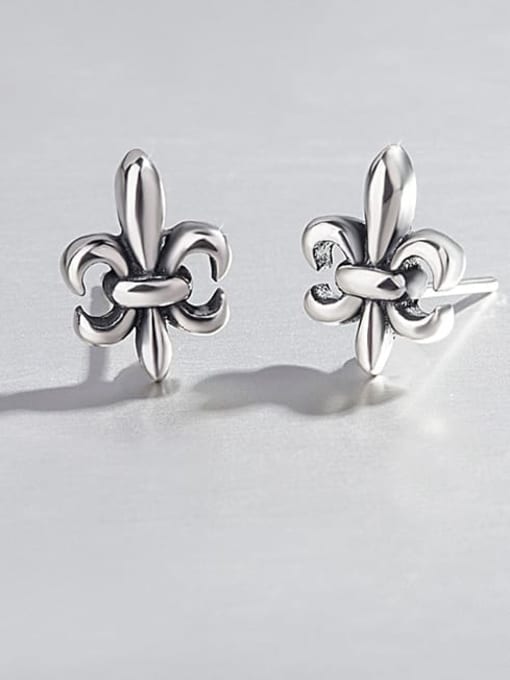 HAHN 925 Sterling Silver Cross Flower Vintage Stud Earring 2
