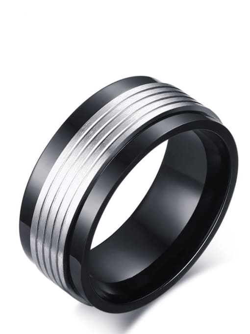 CONG Titanium Steel Round Vintage Band Ring 0