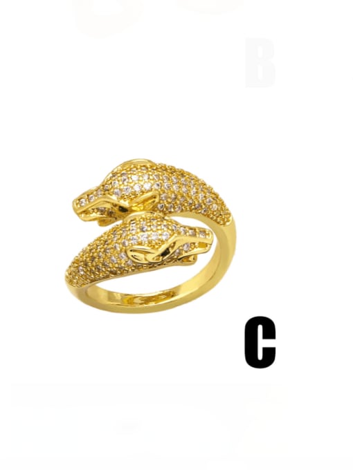 C Brass Cubic Zirconia Leopard Vintage Band Ring