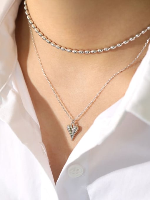 DAKA 925 Sterling Silver   Minimalist Smooth Heart Necklace 2