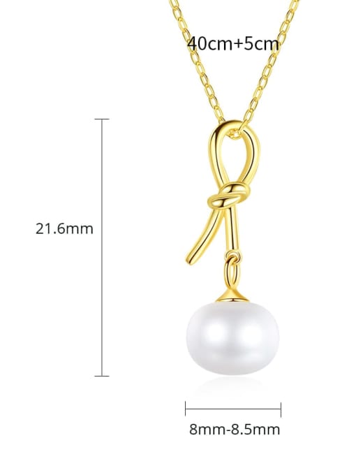 CCUI 925 Sterling Silver Freshwater Pearl Bowknot Minimalist Necklace 4
