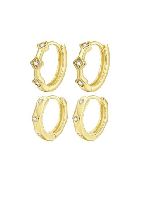 LI MUMU Brass Cubic Zirconia Geometric Minimalist Huggie Earring 0