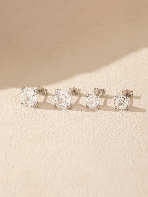 MODN 925 Sterling Silver Cubic Zirconia Flower Dainty Stud Earring 2