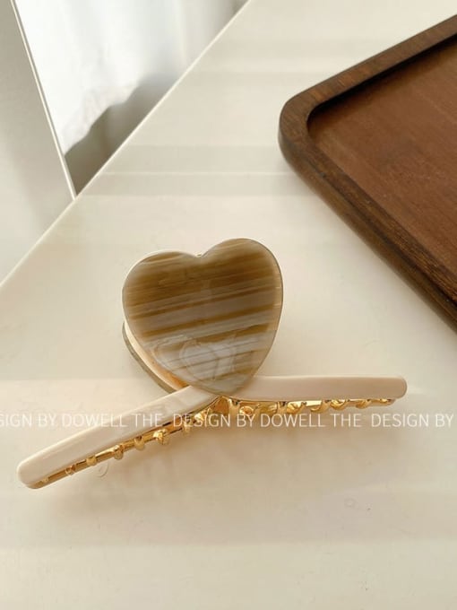 Coffee white pattern 11.5cm Cellulose Acetate Trend Heart Alloy Jaw Hair Claw