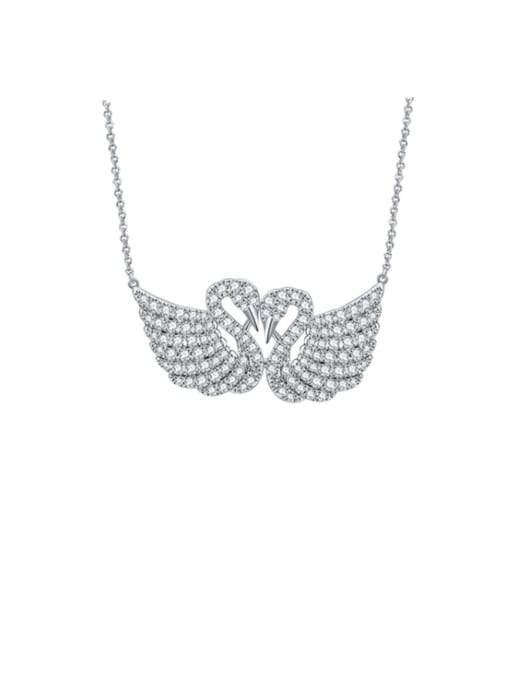 platinum Copper Cubic Zirconia Swan Luxury Necklace