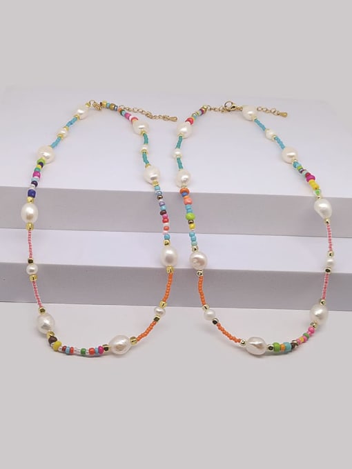 MMBEADS Freshwater Pearl Multi Color Geometric Bohemia Miyuki beads  Necklace 2