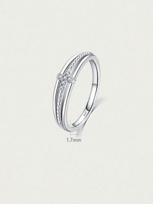 MODN 925 Sterling Silver Cubic Zirconia Geometric Minimalist Stackable Ring 2