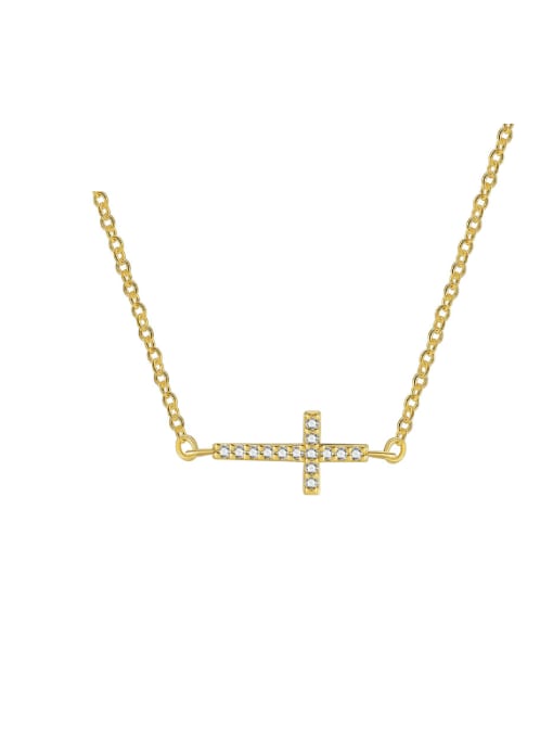 CHARME Brass Cubic Zirconia Cross Minimalist Necklace 0