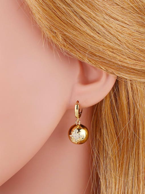 CC Brass Cubic Zirconia Ball Vintage Huggie Earring 3