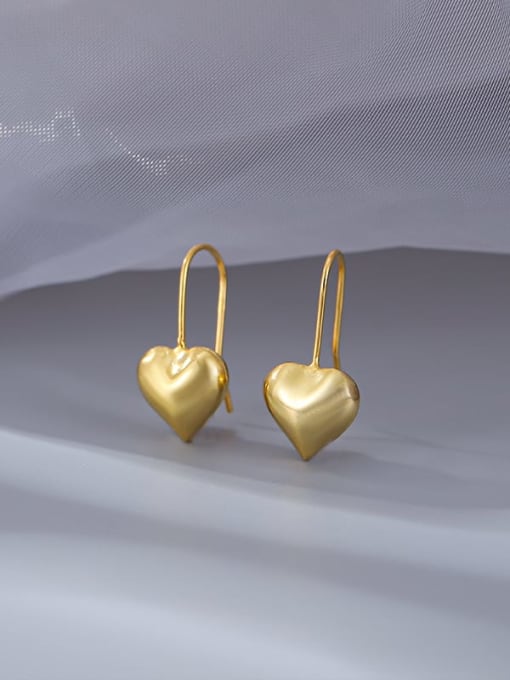 ES2282 gold 925 Sterling Silver Heart Minimalist Hook Earring