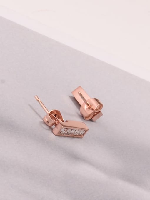 A TEEM Titanium Rhinestone Geometric Minimalist Stud Earring 0