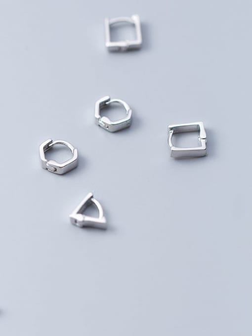 Rosh 925 Sterling Silver Hollow Geometric Minimalist Stud Earring 0
