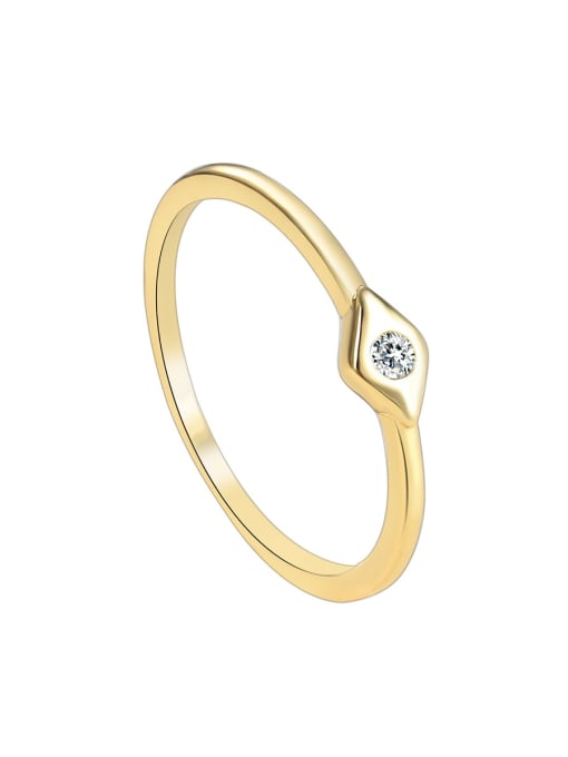 Gold Diamond Ring Brass Cubic Zirconia Geometric Minimalist Band Ring